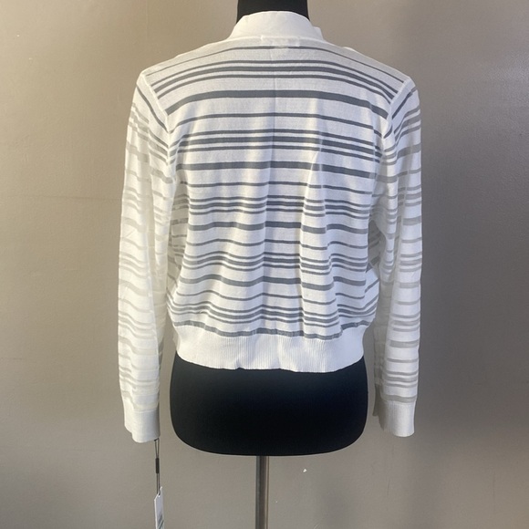 Calvin Klein White Partially Sheer Cardigan Sweater Wedding Cover Sz L NWT - Picture 7 of 8